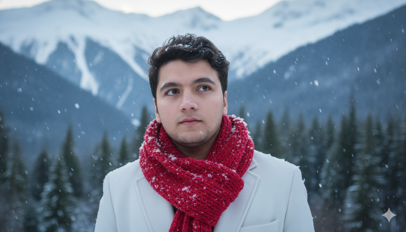 Alpine Reverie in the Falling Snow