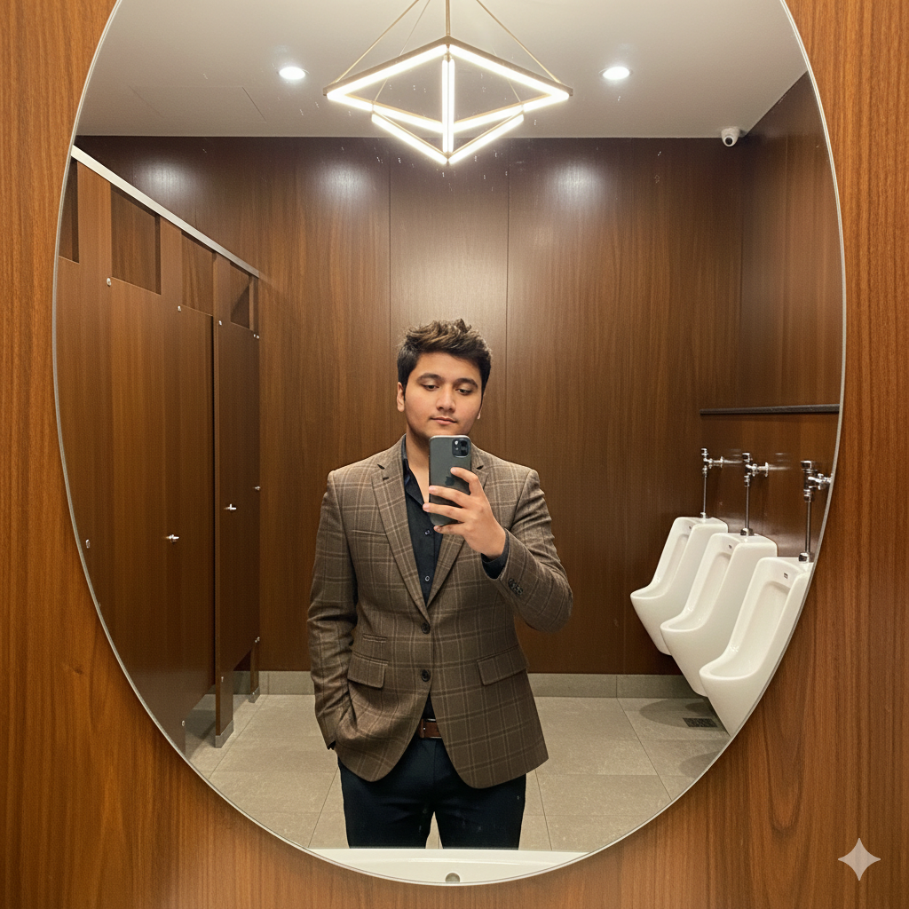 Modern Elegance in Wood: The Oval Mirror Selfie