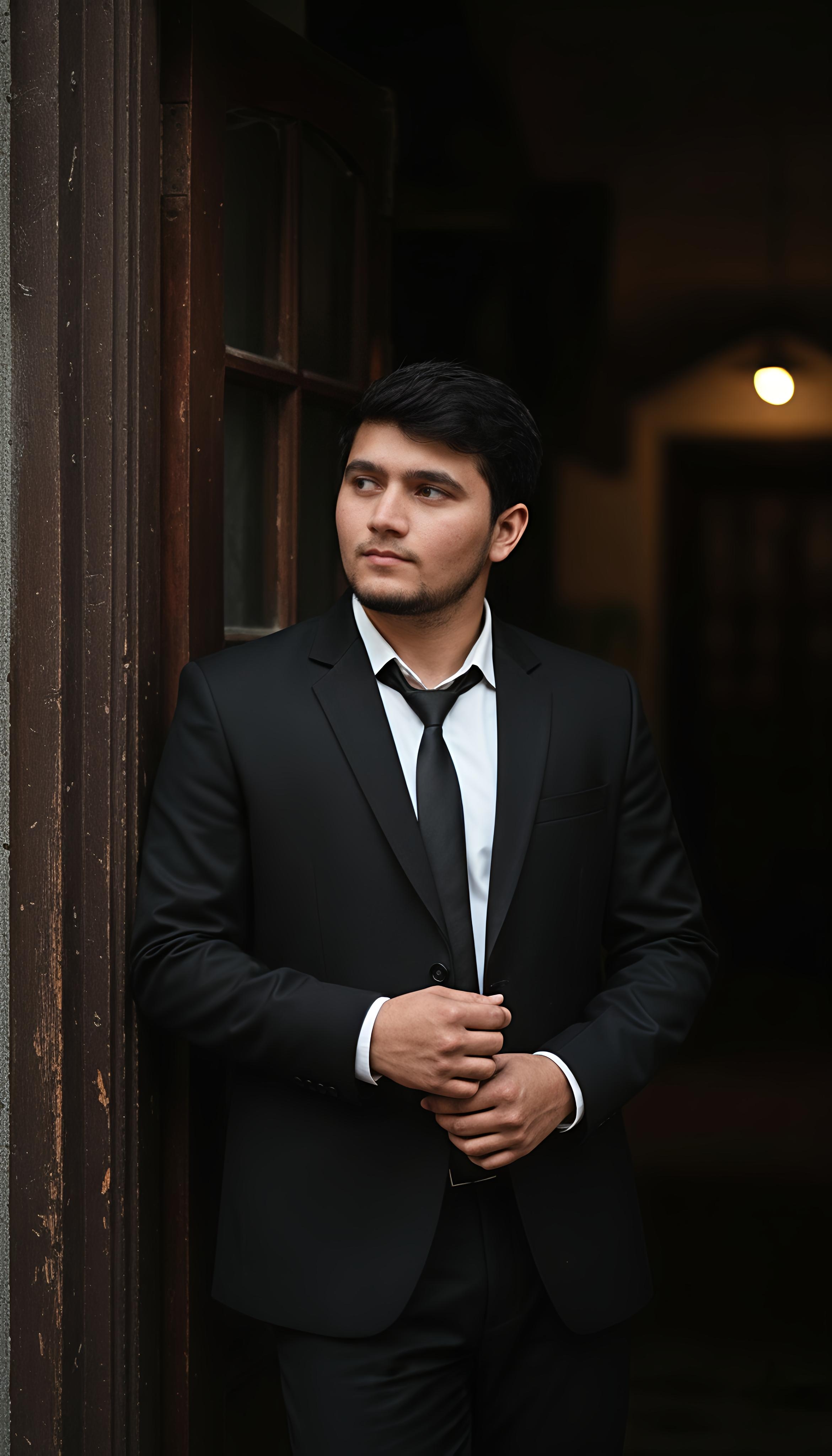 The Contemplative Gentleman by the Distressed Doorway